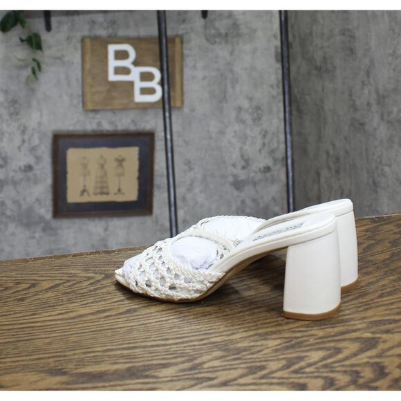 Steve Madden Womens Mania Heeled Sandal Block MANI13S1 White 7.5M - Picture 2 of 13